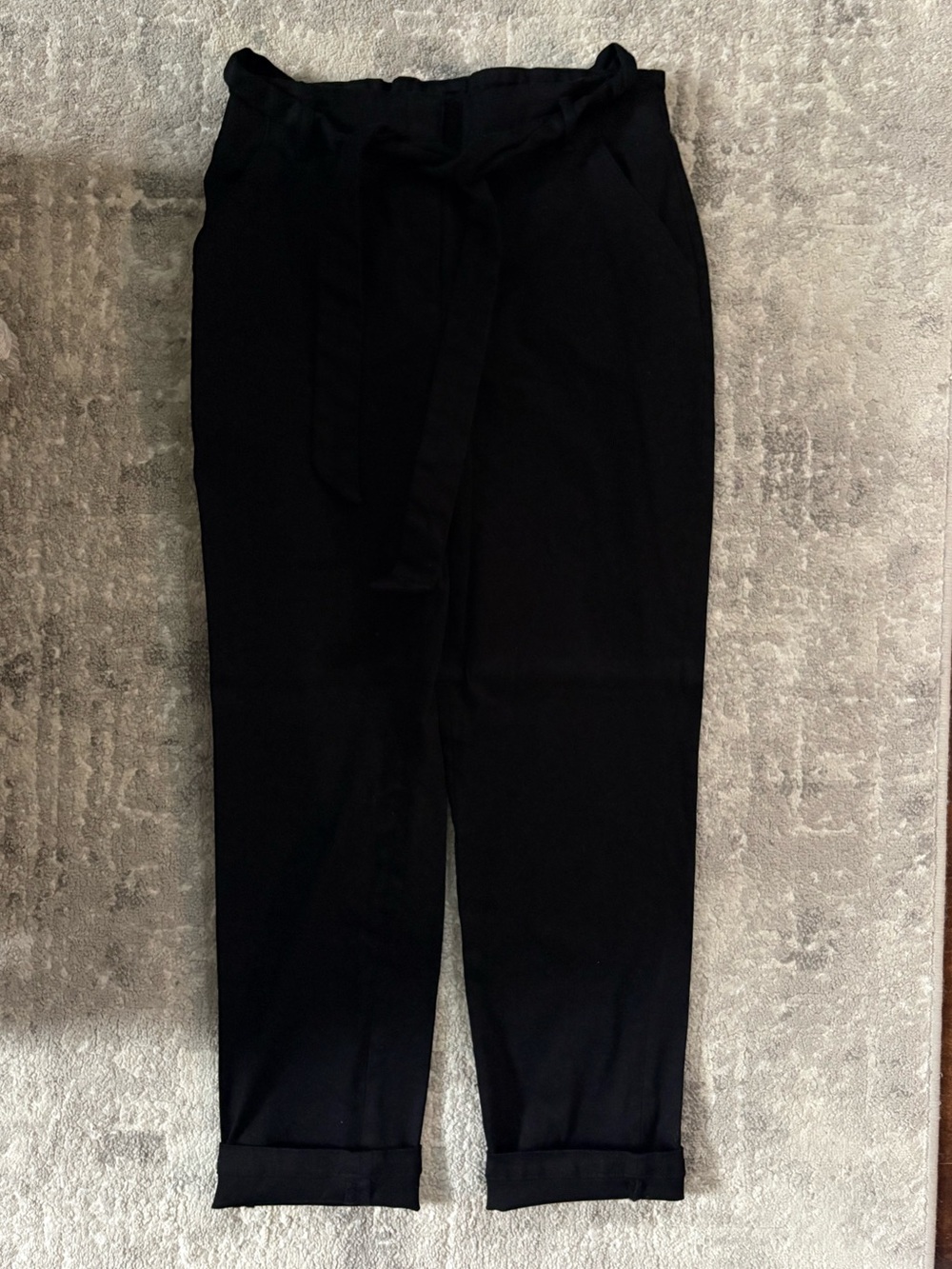 RW&CO. Black Paperbag Waist Tie Trousers